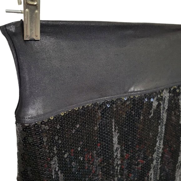 Spanx Size M Pants Faux Leather Front Sequin Skinny Pull On Leggings High Waist - Picture 8 of 11